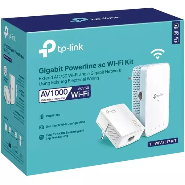 &divide; Homeplug wifi tp-link tl-wpa7517 kit ac750 av1000 con 1pto giga kit compuesto de 1*tl-pa7017 & 1*tl-