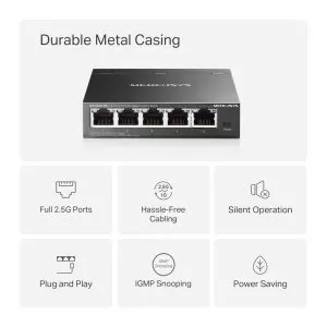 &divide; Switch no gestionable mercusys ms105gs-m2  5p 5x2.5gb carcasa metalica