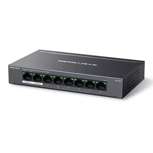&divide; Switch poe+ no gestionable mercusys ms108gp 8p 10/100/1000 7p poe+ 65w ethernet mini desktop
