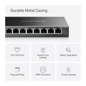 &divide; Switch no gestionable mercusys ms108gs-m2  8p 8x2.5gb carcasa metalica
