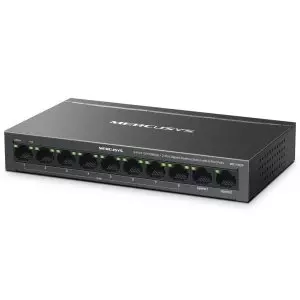 &divide; Switch poe+ no gestionable mercusys ms110cp 10p 8xrj45 100mbps poe+ 2xgbps 65w 250m