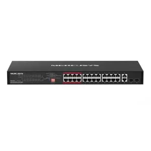 &divide; Switch no gestionable mercusys ms126cp 26p 24xfe lan 2xgb combo lan/sfp 24xpoe+ 295w carcasa metalic