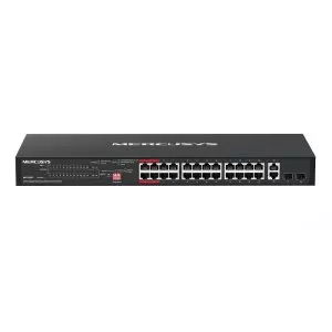 &divide; Switch poe+ no gestionable mercusys ms128gp 28p 28xrj45 1gb 24xpoe+ 2xsfp gb 295w 250m