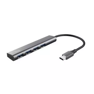 &divide; Hub usb trust halyx usb-c a 4xusb-a 3.2 gen1 gris