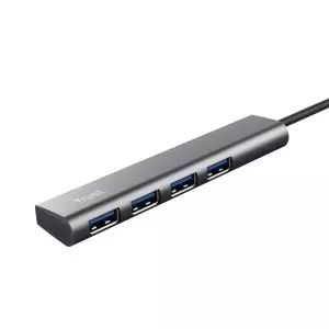 &divide; Hub usb trust halyx usb-c a 4xusb-a 3.2 gen1 gris