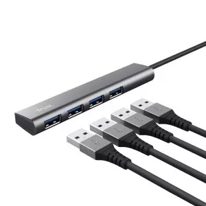 &divide; Hub usb trust halyx usb-c a 4xusb-a 3.2 gen1 gris