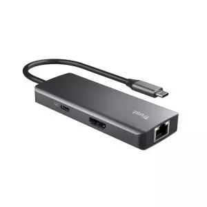 &divide; Hub usb-c trust dalyx 6 en 1 aluminio 1xhdmi 4k 2xusb-a 3.2 1xusb-c pd 100w lector sd microsd