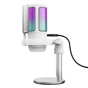 &divide; Microfono trust gxt 238w auron gaming usb iluminacion led patron cardioide tripode blanco