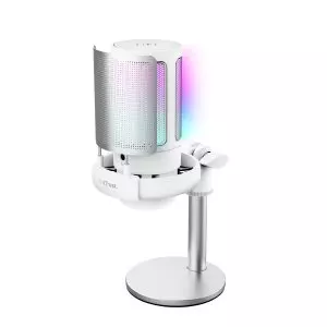 &divide; Microfono trust gxt 238w auron gaming usb iluminacion led patron cardioide tripode blanco