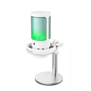 &divide; Microfono trust gxt 238w auron gaming usb iluminacion led patron cardioide tripode blanco
