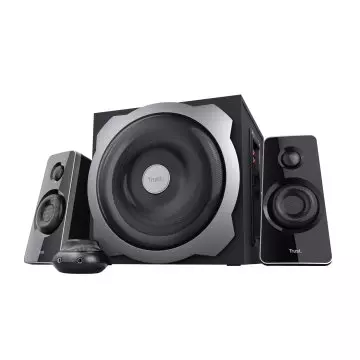 &divide; Altavoces 2.1 trust tytan subwoofer de madera, mando a distancia potencia salida 60w rms negro*