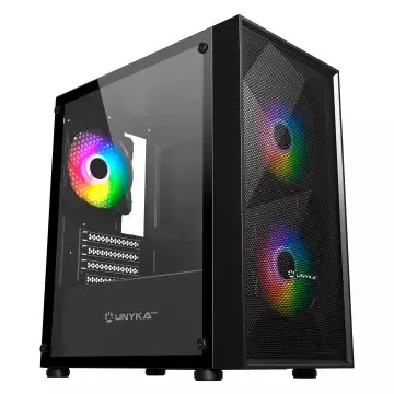 &divide; Caja microatx unyka mir b200 black vidrio templado lateral 3vent argb de140mm 3,5" / 2,5"