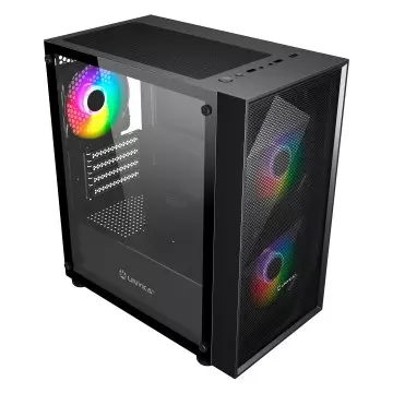 &divide; Caja microatx unyka mir b200 black vidrio templado lateral 3vent argb de140mm 3,5" / 2,5"