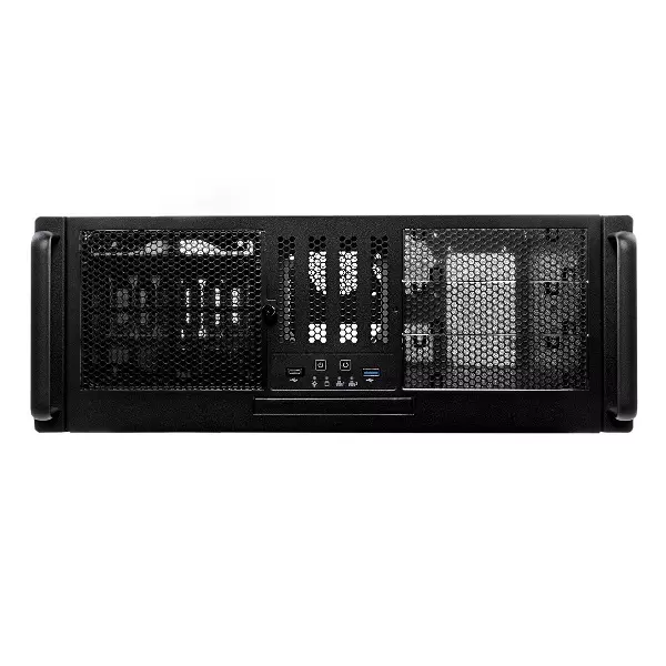 &divide; Caja rack 19 4u unykach uk4329 atx 3x5.25" 1xslim-odd 4x3.5"/2.5" sin f.a atx usb-c negro