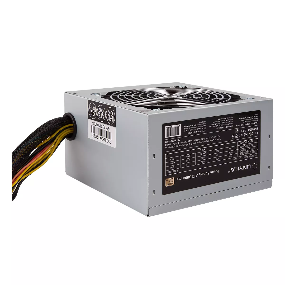 &divide; Fuente de alimentacion unykach 300w 52011 apfc activo ventilador 12x12 silencioso 85% eficiencia