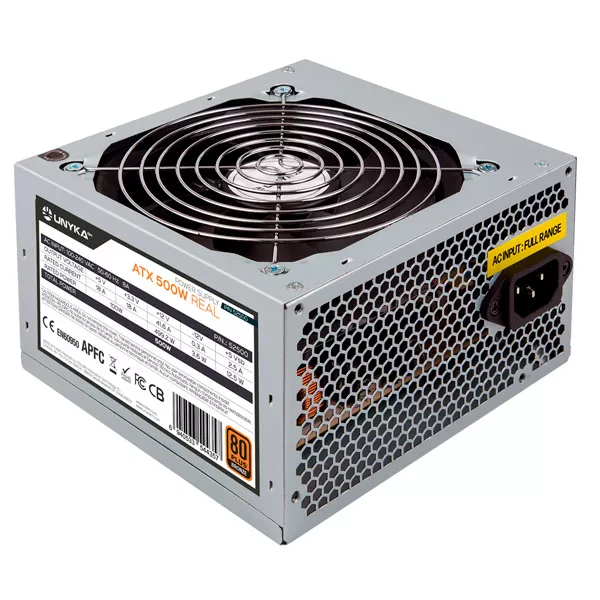 &divide; Fuente de alimentaci?n unykach 500w 52500 80+ bronze apfc activo ventilador 120mm ultra silencio