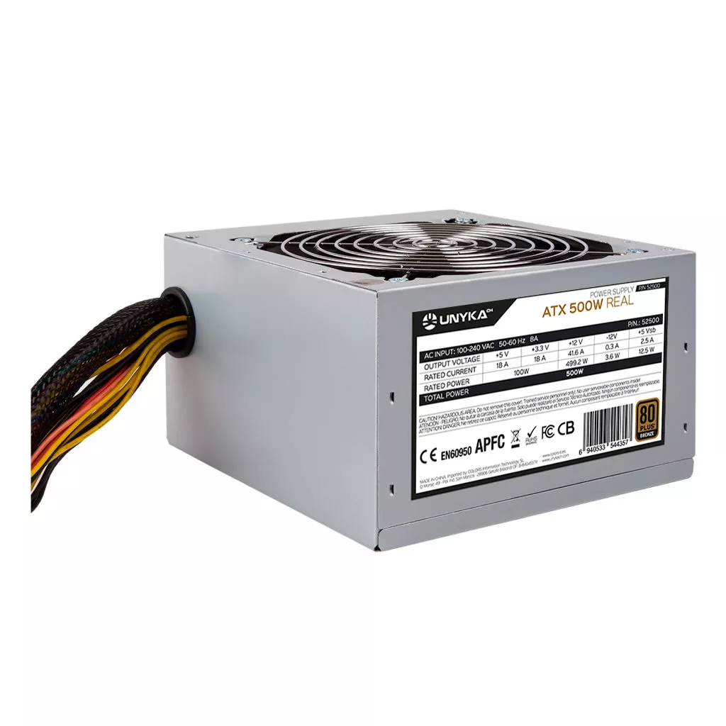 &divide; Fuente de alimentaci?n unykach 500w 52500 80+ bronze apfc activo ventilador 120mm ultra silencio