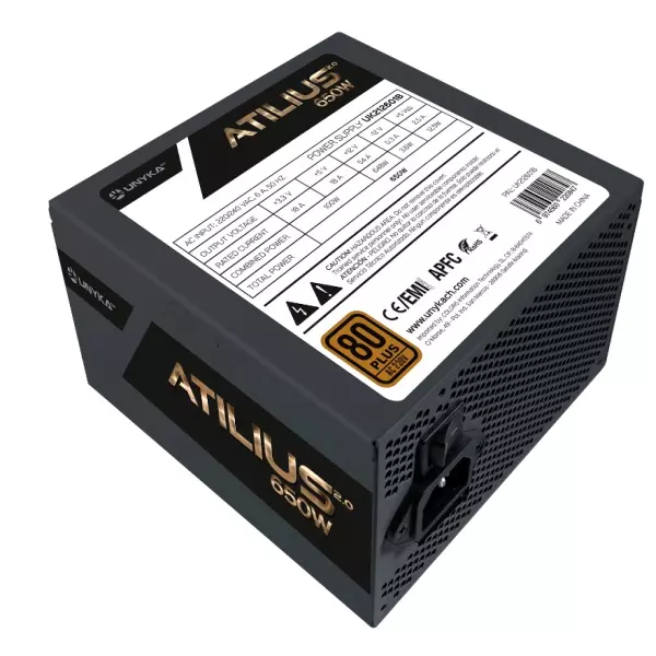 &divide; Fuente de alimentacion unyka 650w atilus 80plus bronze pfc activo ventilador 120mm ultra silcios