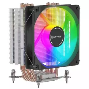 &divide; Ventilador con disipador para cpu unyka unycool h60 argb 9 aspas 120mm compatible todo intel + am4