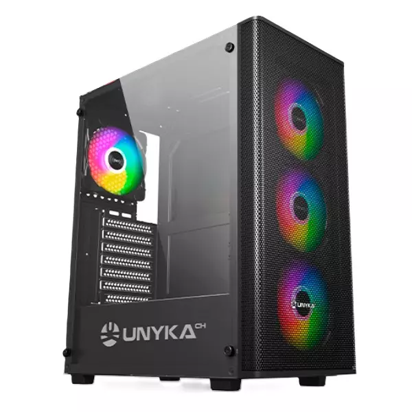 &divide; Caja atx unykach mir100 atx uk 511303 color negro panel lateral cristal templado 4v