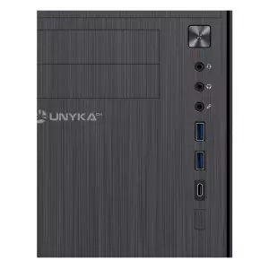 &divide; Caja microatx unyka aero c12 frontal aluminio cepillado usb3,0 usb-c color negro sin f.a uk52110v2