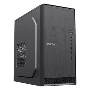 &divide; Caja microatx unyka aero c12 frontal aluminio cepillado usb3,0 usb-c color negro sin f.a uk52110v2
