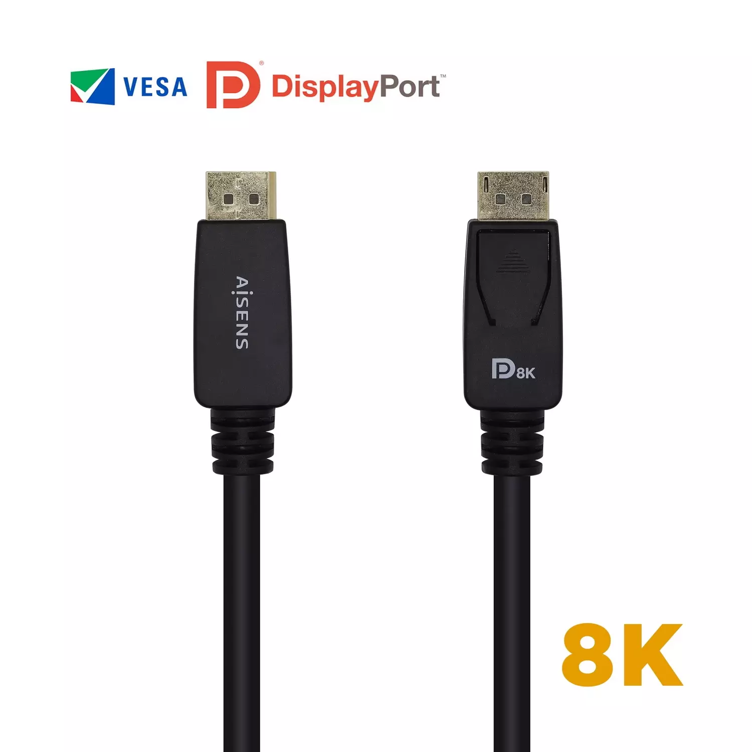 &divide; Aisens - cable displayport certificado v1.4 8k@60hz, dp/m-dp/m, negro, 3.0m