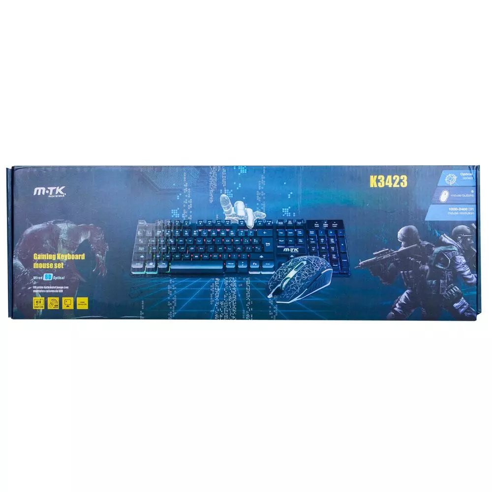 Combo Teclado + Raton USB Gaming Retroiluminado / Efecto Mecanico  / K3423 / MTK