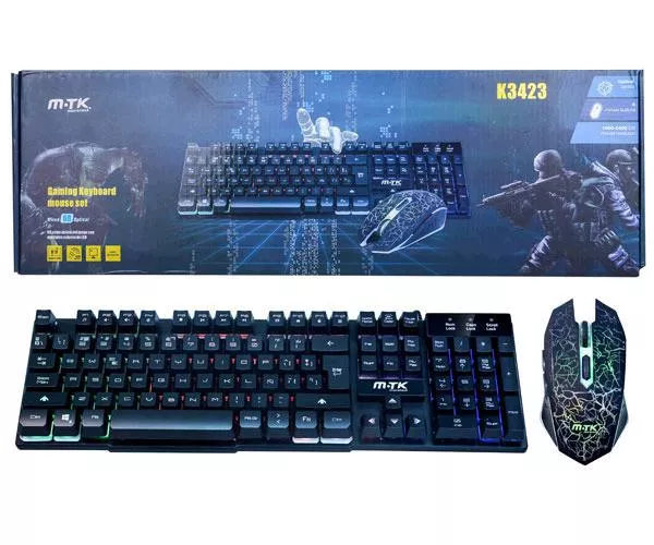 Combo Teclado + Raton USB Gaming Retroiluminado / Efecto Mecanico  / K3423 / MTK