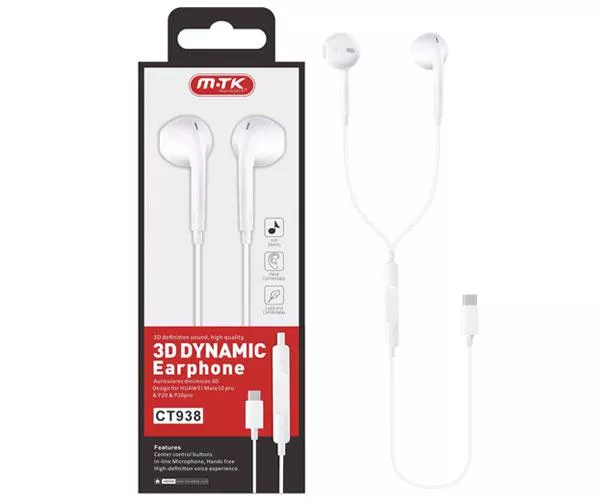 Auriculares + Microfono Dinamic CT938 Anturio / Conexion Type-C / 1.2m / blanco / MTK