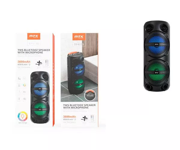 Altavoz Bluetooth 5.0 / TF4175 / 40w / 3600mah / Tws / Fm / Micro SD / Usb / Luces Led / Negro / Mtk