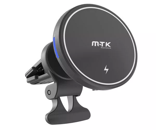 Cargador Inal&aacute;mbrico QI / 15W / con soporte magnetico para rejilla aire coche / Te5019 / Negro / Mtk