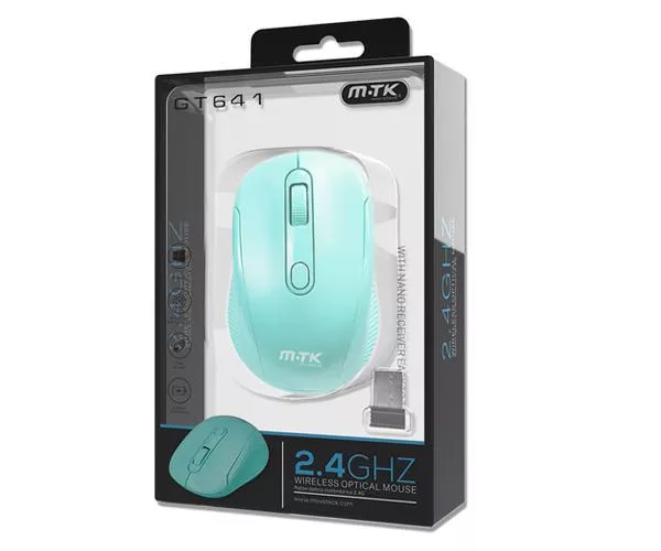Raton inal&aacute;mbrico GT641 krack 2.4Ghz / 1600 dpi / Verde agua / MTK