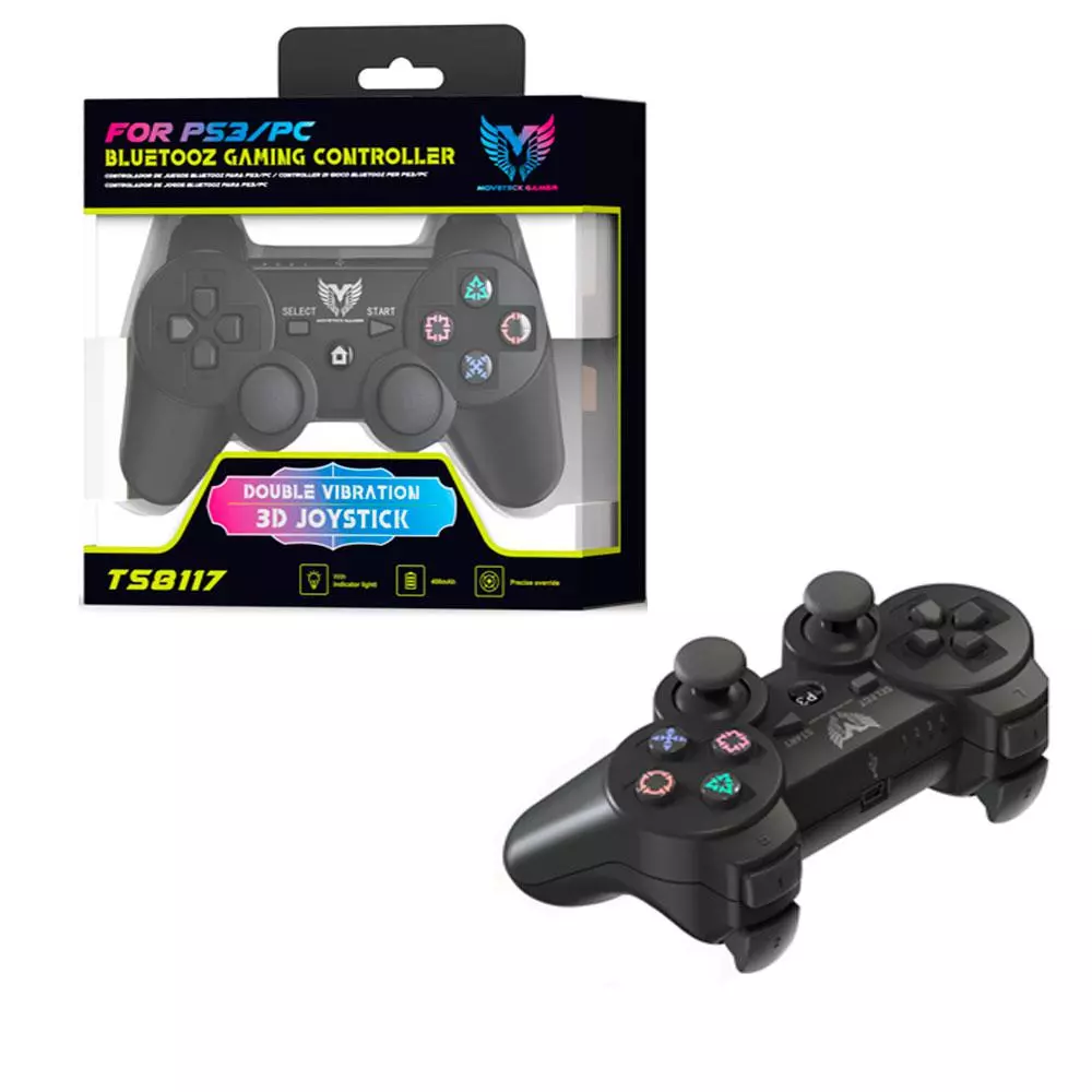 Mando Gamepad Inal&aacute;mbrico PS3 - PC / 400 mAh / Bt 5.0 / Vibracion dual / TS8117 / MTK / 0851172