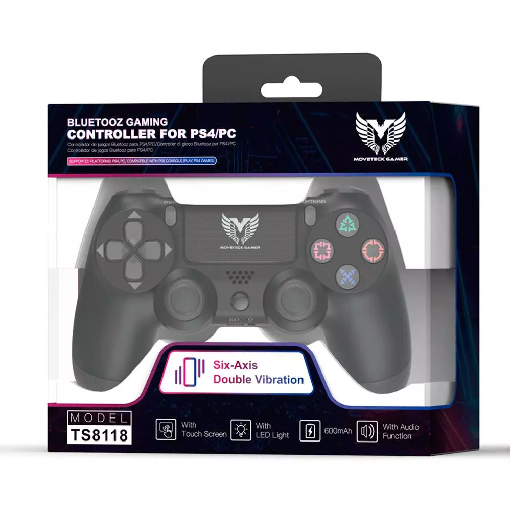 Mando Gamepad Inal&aacute;mbrico PS4 - PC / 600 mAh / Bt 5.0 / TS8118 / MTK / 0851182