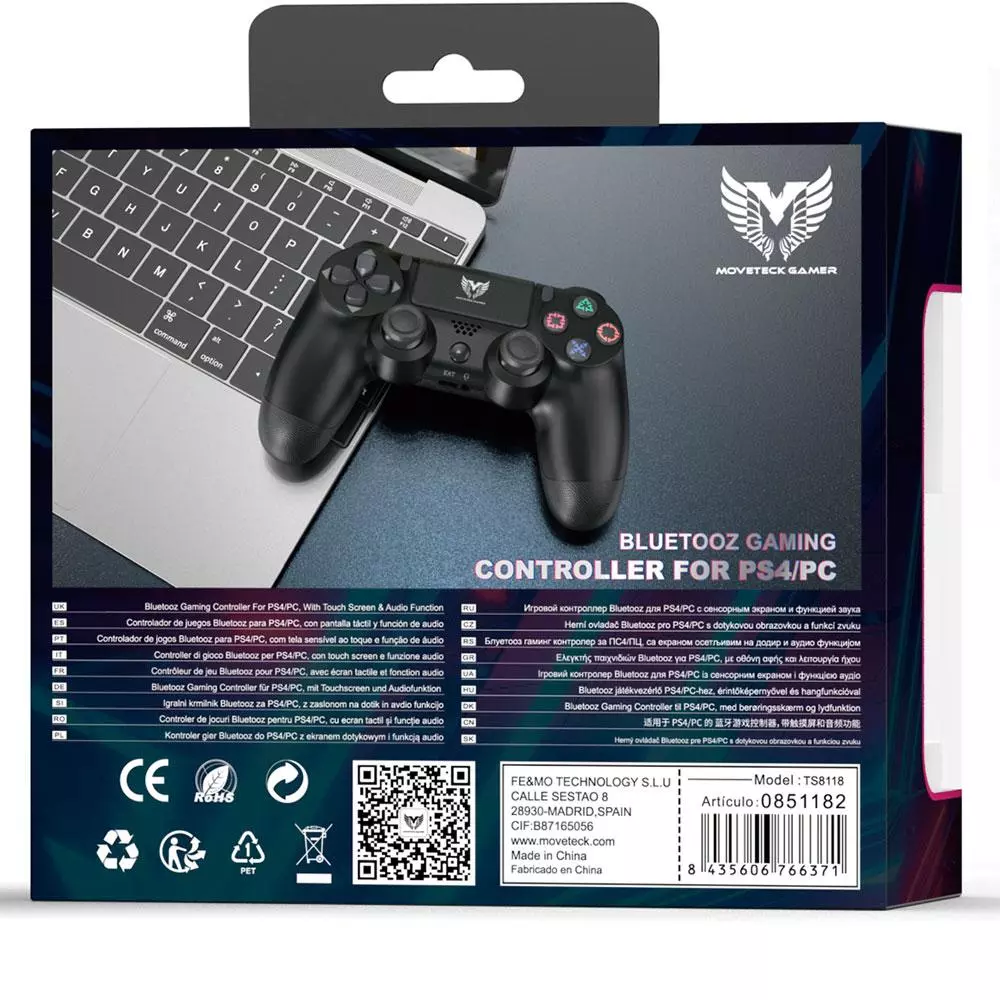 Mando Gamepad Inal&aacute;mbrico PS4 - PC / 600 mAh / Bt 5.0 / TS8118 / MTK / 0851182