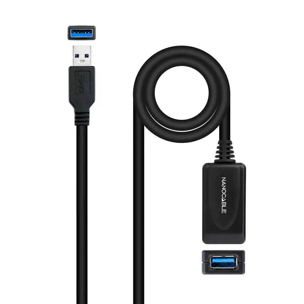 Cable prolongador USB 3.2 Amplificador activo M/H / 10 metros / Nanocable 10.01.0312