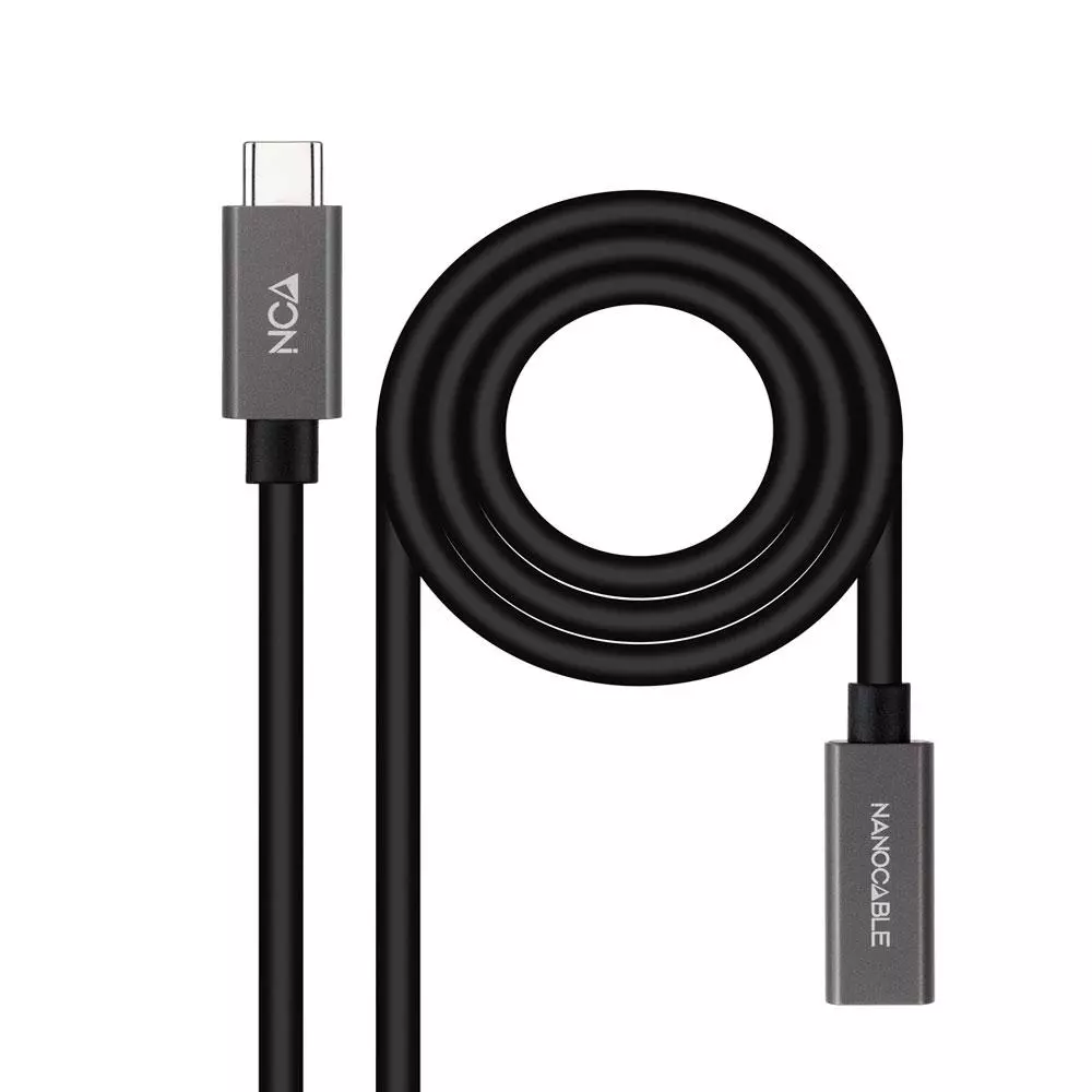 Cable prolongador Type-C  M/H / 1m / 3a / USB-C 3.2 Gen2 / 20Gbps / 4K/60Hz / 60W / Nanocable  10.01.4401