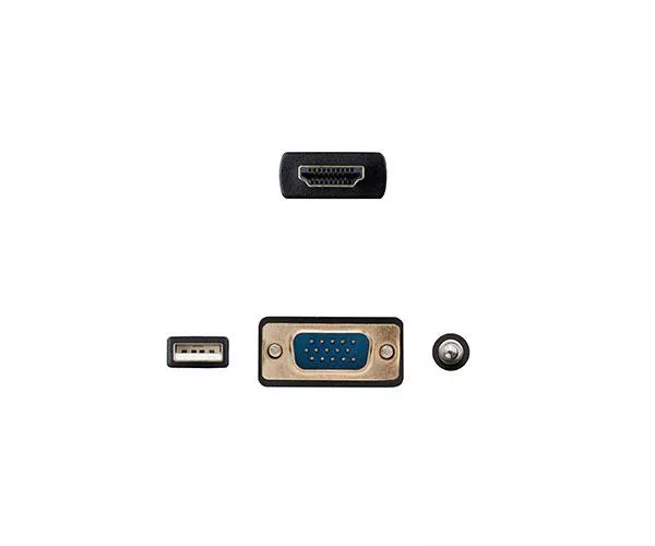 Cable adaptador HDMI a VGA + Audio + USB (Cables 1.8 Metros) Negro / Nanocable 10.15.4350