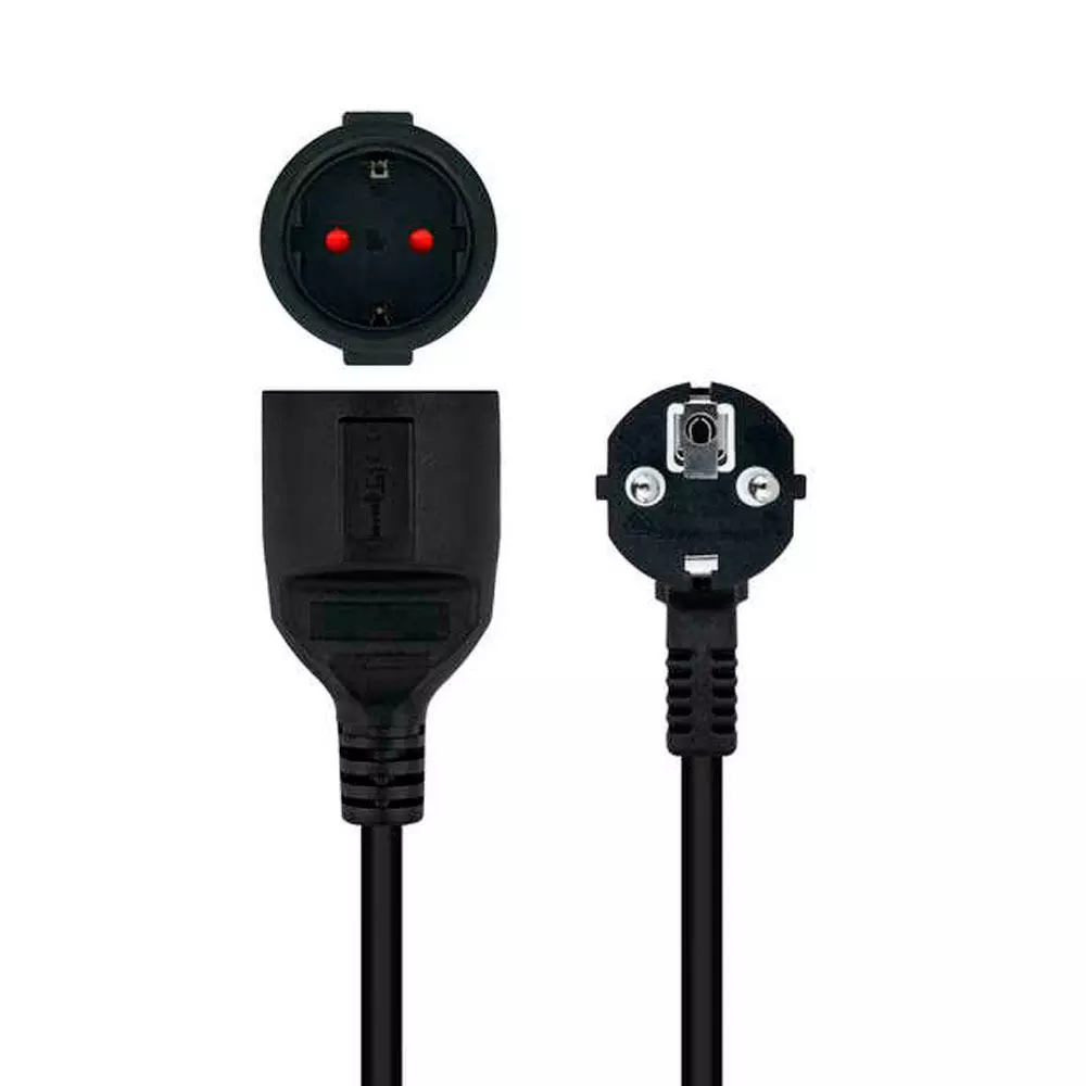 Cable prolongador / alargadera de corriente Schuko / 10m / 16a / 4000w / Negro / Nanocable /10.22.0610-BK
