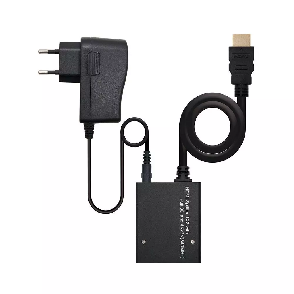 Splitter HDMI 1x2 / 4K / 3D / Con alimentacion / Nanocable / 10.25.3502