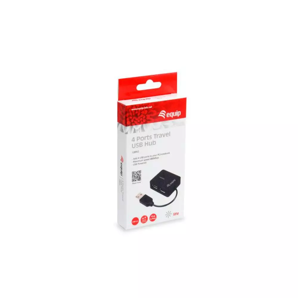 Hub 4 puertos USB 2.0 Equip / Negro/ EQ128952