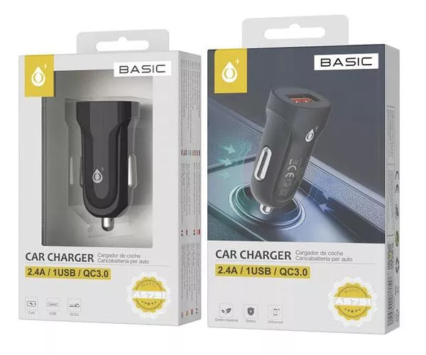 Cargador de coche-mechero Usb / 12w / Negro / A5791 / One+