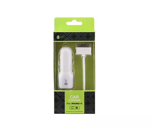 Cargador de coche-mechero con cable iPhone 4  / 5w / Blanco / Ca501/ One+