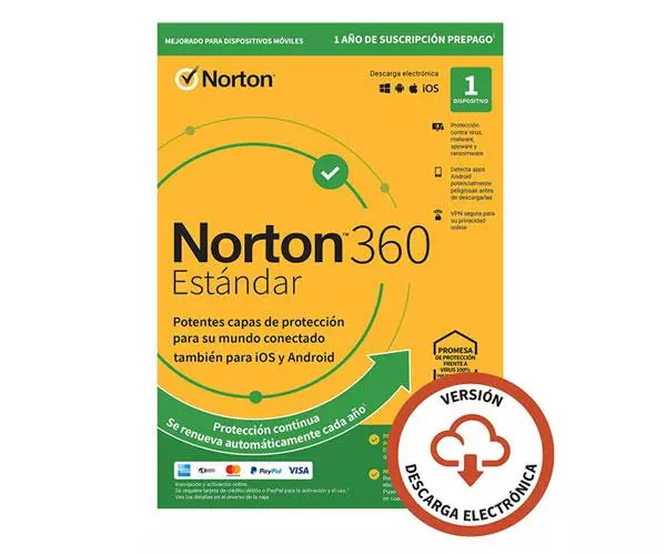 Antivirus Norton 360 Standard 10Gb / 1 Usuario / 1 Dispositivo / 1 A&ntilde;o / Box / 21433183
