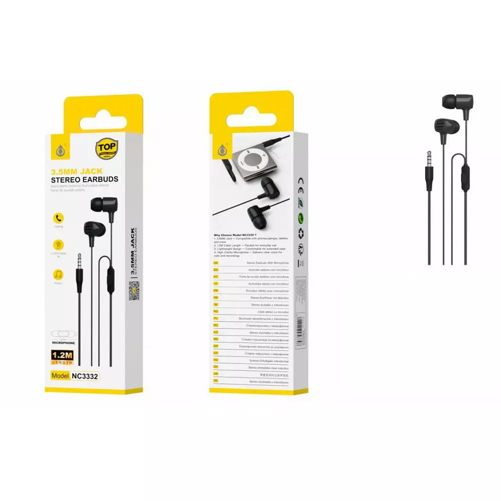 Auriculares con Microfono NC3332 / Jack 3.5mm / 1.2m / Negro / One+ / 2303322