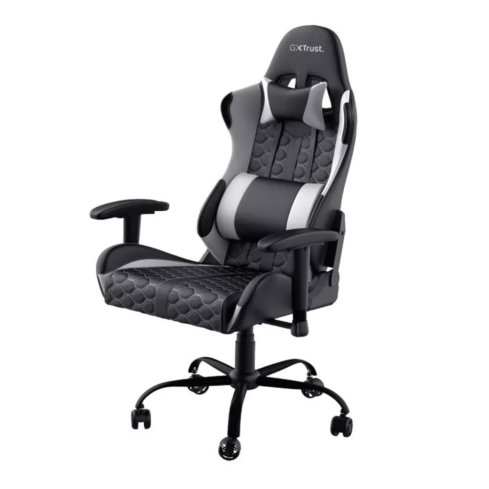 Silla trust Gaming Gxt 708W / Giratoria 360 / Respaldo ajustable / Gas Clase 4 / Hasta 150kg / Negro-Blanco