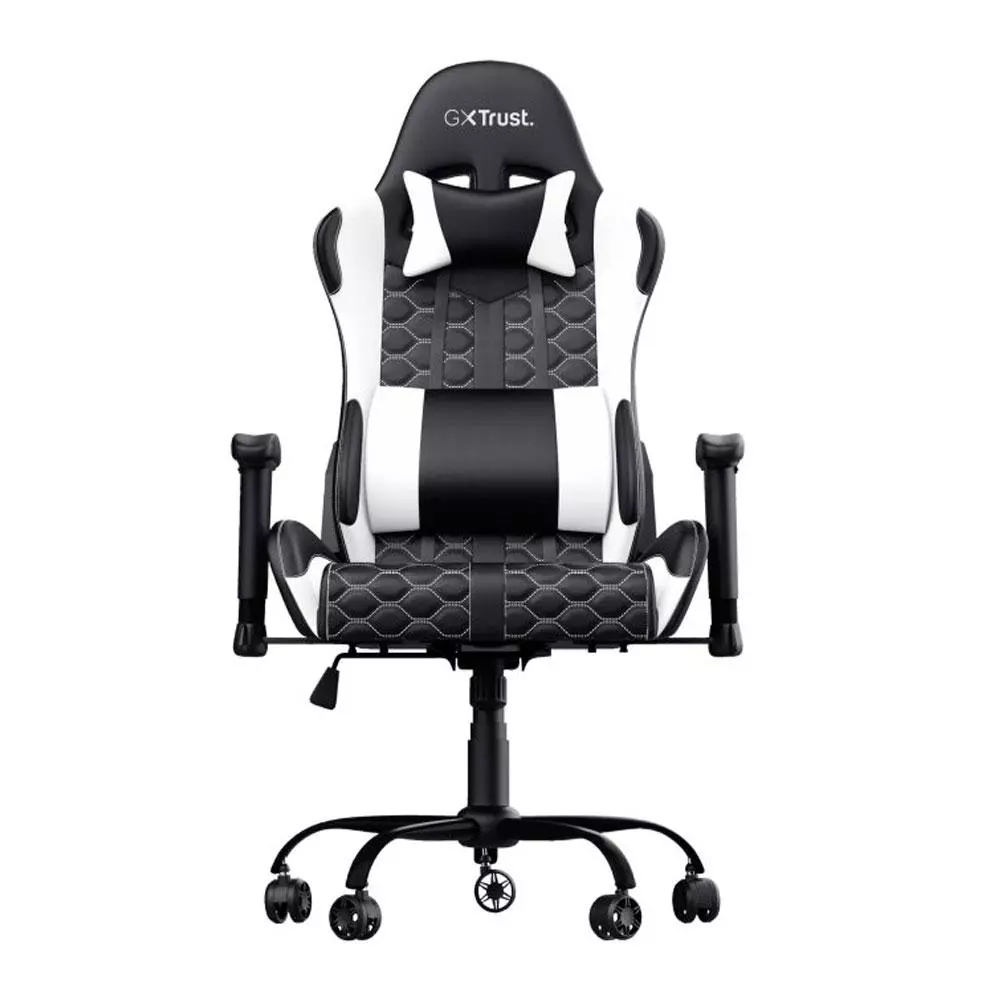 Silla trust Gaming Gxt 708W / Giratoria 360 / Respaldo ajustable / Gas Clase 4 / Hasta 150kg / Negro-Blanco