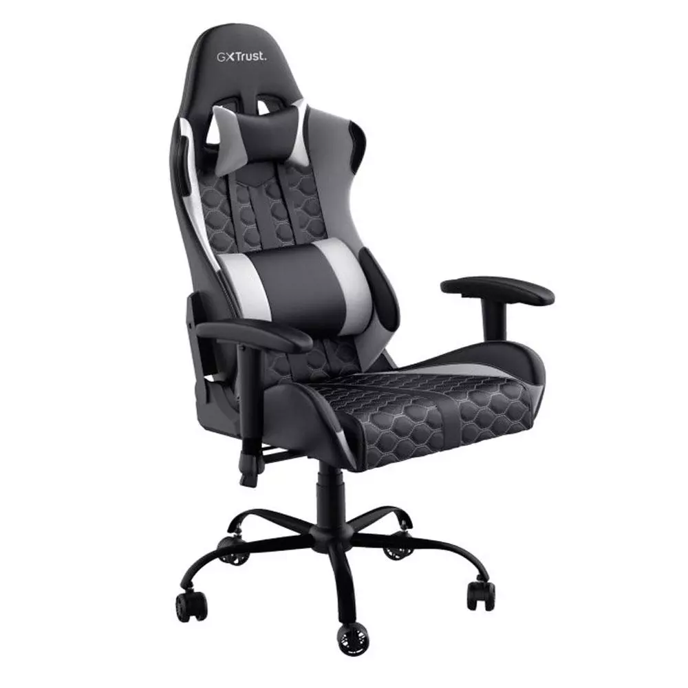 Silla trust Gaming Gxt 708W / Giratoria 360 / Respaldo ajustable / Gas Clase 4 / Hasta 150kg / Negro-Blanco