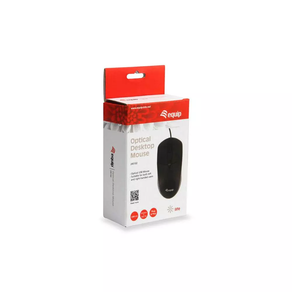 Raton &oacute;ptico Usb Equip Life / 3 botones / 1000dpi / Negro / 245102